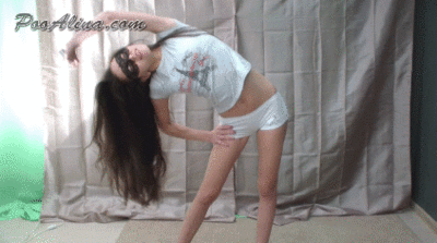 Alina does gymnastics and pooping in white shorts